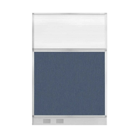 Versare Hush Panel Configurable Cubicle Partition 4' x 6' Ocean Fabric Clear Fluted Window w/ Cable Channel 1855615-1